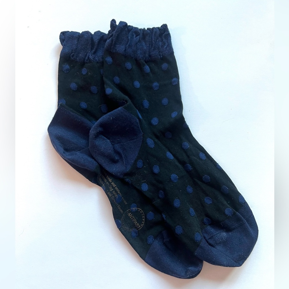 Designer Antipaste black and navy blue polka dot Socks horses novelty